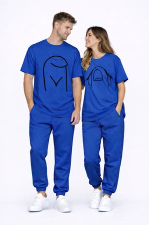 Nevermind Sevgili Kombini Çift Tişört Oversize Unisex Minimal Çizim Tasarım Çift Tişört