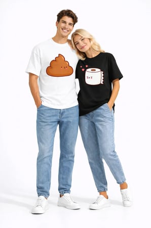Sevgili Kombini Eğlenceli Baskılı Çift Tişört Oversize Unisex Partner Tişört 2’li Set