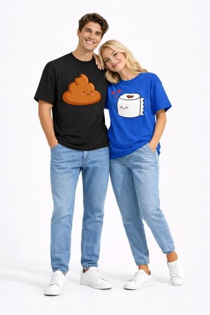 Sevgili Kombini Eğlenceli Baskılı Çift Tişört Oversize Unisex Partner Tişört 2’li Set