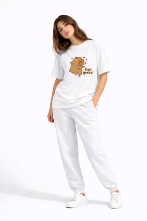 nevermind sevgili kombini eğlenceli baskılı çift tişört oversize unisex tişört 2'li set