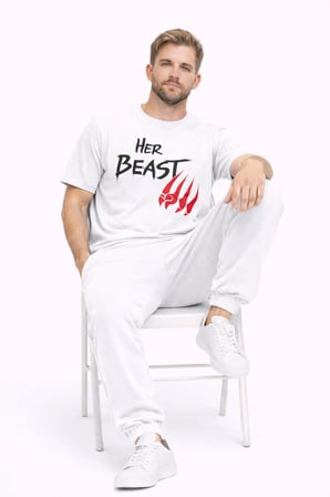 Nevermind Sevgili Kombini Her Beast His Beauty Oversize Çift Tişört Unisex Partner Tişört