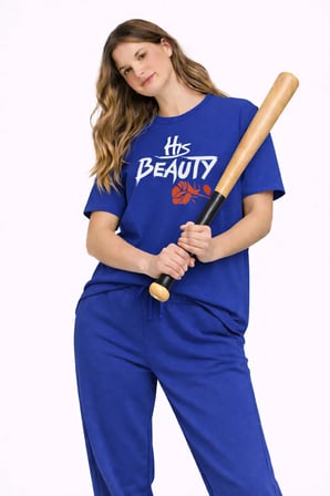 Sevgili Kombini Her Beast His Beauty Oversize Çift Tişört Unisex Partner Couple Kombin Seti