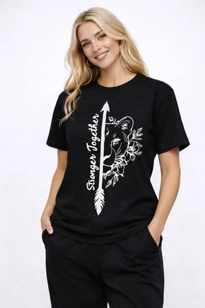 Sevgili Kombini Oversize Çift Tişört Unisex Matching Couple Stronger Together Baskılı Partner Set