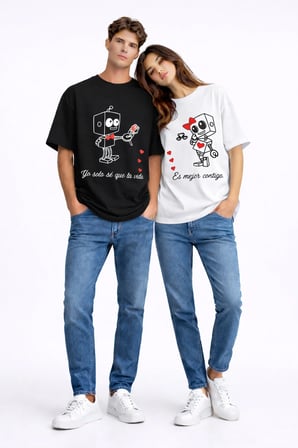 nevermind sevgili kombini robot baskılı çift tişört oversize unisex set