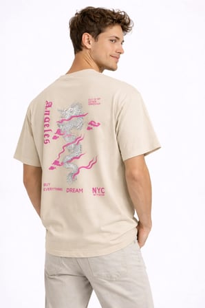 Sevgili Kombini Dragon Baskılı Çift Tişört Oversize Unisex Street Partner Kombin Seti
