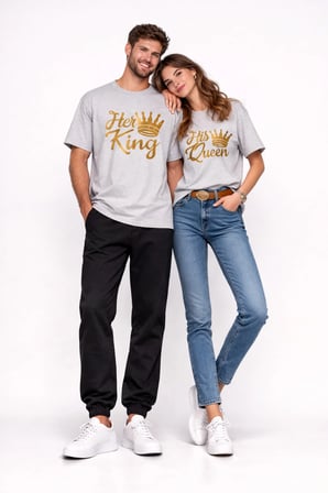 Nevermind King Queen Sevgili Kombini Oversize Çift Tişört Unisex Uyumlu Çift Set