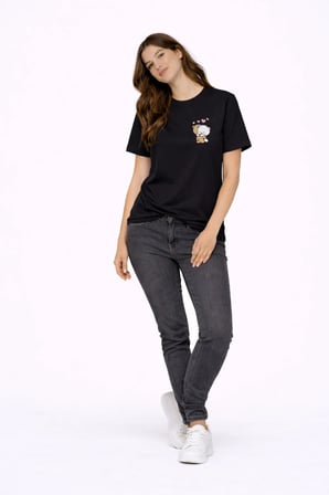 Sevgili Kombini Minimal Ayıcık Kalp Baskılı Çift Tişört Oversize Unisex 2’li Set