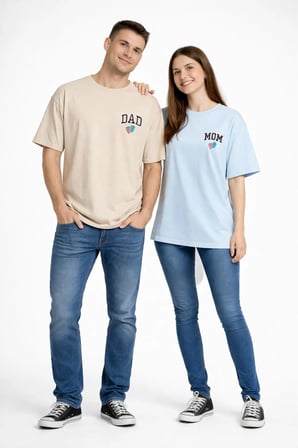 nevermind anne baba kombini mom dad baskılı çift tişört oversize unisex 2’li set