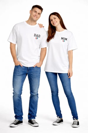 Anne Baba Kombini Mom Dad Baskılı Çift Tişört Oversize Unisex 2’li Set
