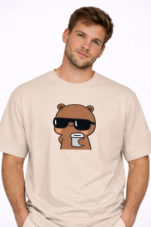 Sevgili Kombini Panda Bardak Baskılı Çift Tişört Oversize Unisex Partner Kombin Çift Seti Hediye