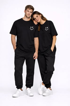 Sevgili Kombini Çift Tişört Oversize Unisex Uyumlu Çift Kombin 2'li Set