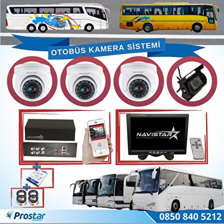 Otobüsler için Kayıtlı 4 Kameralı 1 TB Harddiskli Kamera Seti