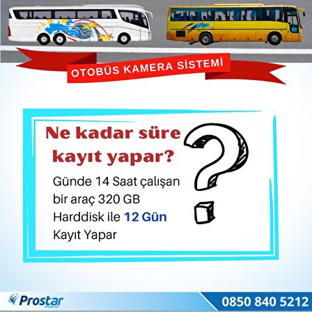 Otobüsler için Kayıtlı 4 Kameralı 320 GB Harddiskli Kamera Seti