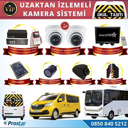 Profesyonel Servis Araç Kamera Seti 4 Kameralı Kayıtlı 1 TB Harddiskli Tak Kullan Set