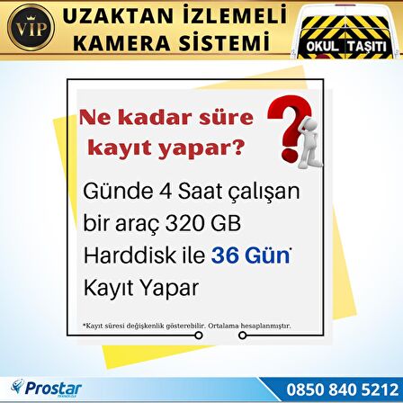 Profesyonel Servis Araç Kamera Seti 4 Kameralı Kayıtlı 320 GB Harddiskli Tak Kullan Set