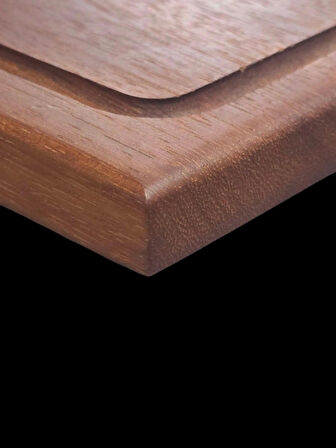 F&S WoodArt 40 X 27,5 Cm Yekpare Masif Eksiz Tek Parça Doğal Ahşap Oluklu Et Kesme Sunum Doğrama Tahtası