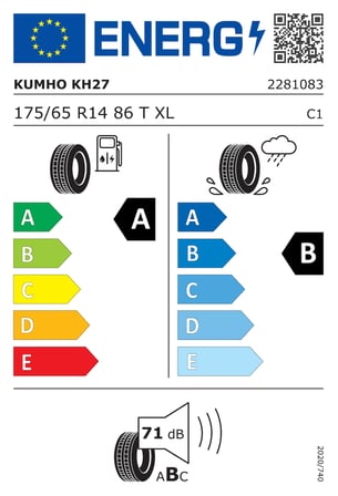 175/65R14 86T KH27 XL Üretim Tarihi: 2026 Oto Yaz Lastiği