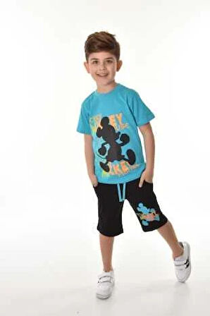 Mickey Baskılı Erkek Çocuk Şortlu Yazlık Takım