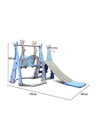 OSER DIŞ TİCARET Mavi Potalı Salıncaklı Kaydırak Seti Kaydıraklı Salıncak Seti Modelleri