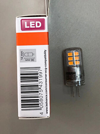 Osram 5 ADET G4 LED LAMBA 12V 2,2W=300 LÜMEN 2700 KELVİN SARI 15,000 SAAT 14mmX36mm