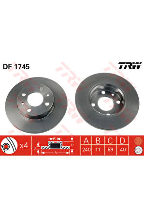 On Fren Dıskı Fıat 500 500c 07 Tipo-punto-tempra-panda-marea-bravo 96 Alfa Romeo