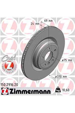 Fren Diski. Arka. 370 /23.9-22.4 Mm . Hava Kanallı. Kaplamalı. Yüksek Karbon Ala