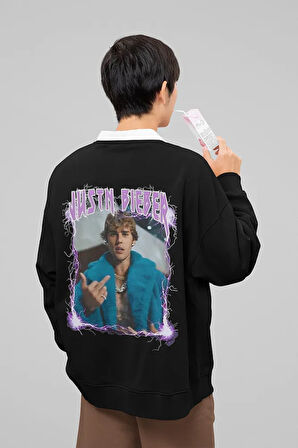 Justin Bieber Baskılı Unisex Oversize Tasarım Şarkıcı Sweatshirt
