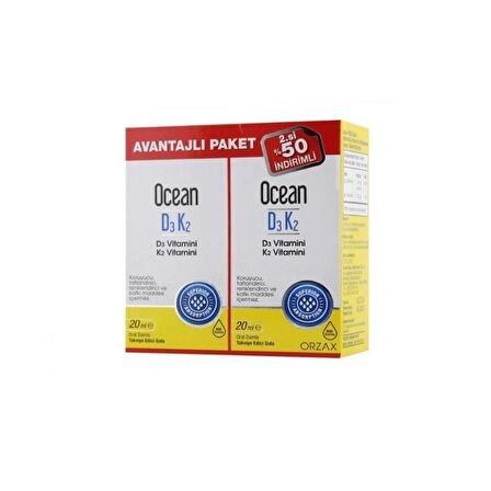 D3K2 Vitamin Damla 20ml x 2 Adet Avantajlı Paket