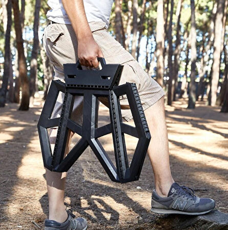 Büyük Tank Katlanabilir Portatif Plastik Kamp ve Piknik Taburesi 29 × 20 × 40 cm 