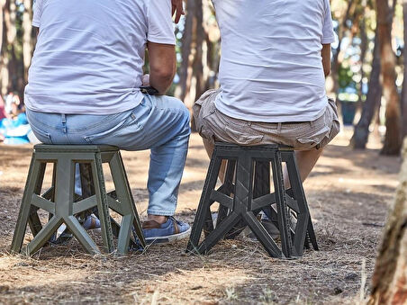 Büyük Tank Katlanabilir Portatif Plastik Kamp ve Piknik Taburesi 29 × 20 × 40 cm 