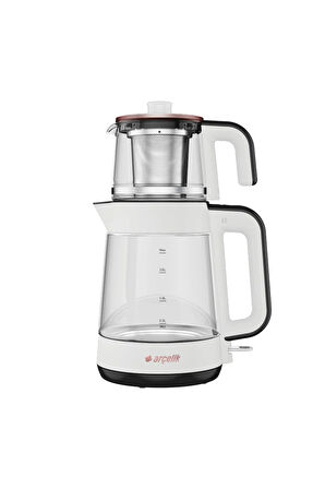 Beyaz 1900 W Cam Demlikli Çay Makinesi