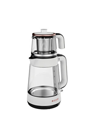Beyaz 1900 W Cam Demlikli Çay Makinesi