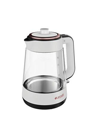 Beyaz 1900 W Cam Demlikli Çay Makinesi