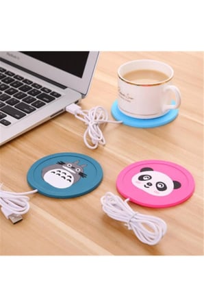 4 Adet USB Silikon Bardak Altı Isıtıcı – Karbon Fiber Yapı, Dc 5V USB, Cup Warmer, Mug Warmer