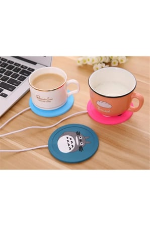 4 Adet USB Silikon Bardak Altı Isıtıcı – Karbon Fiber Yapı, Dc 5V USB, Cup Warmer, Mug Warmer