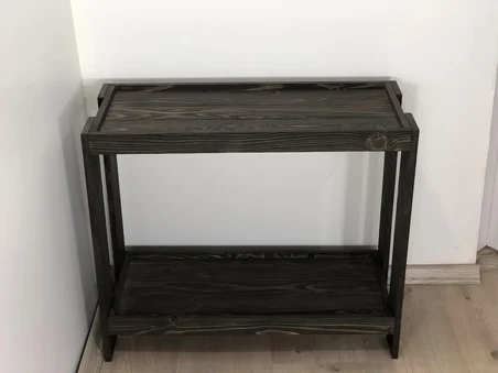 O&A Wood Masif Saksı Standı, 2 Katlı Ahşap Çiçeklik Ceviz