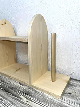 O&a Wood Doğal Ahşap Mutfak-Banyo Rafı Tezgah Üstü Düzenleyici Baharatlık Organizer Raf