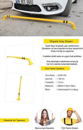 Araç Bariyeri Otopark Bariyer Sistemleri Teker Dayama Bariyeri Ø48mm 180 cm Stoper 2 Adet