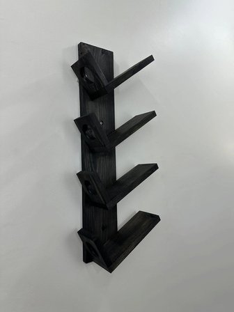 o&a wood doğal ahşap şaraplık, şarap rafı, 4'lü ahşap şaraplık, siyah