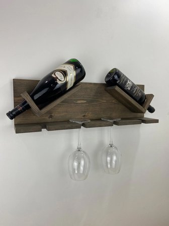 O&A Wood Doğal Ahşap Şaraplık ve Kadeh Standı Ceviz