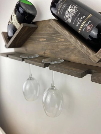 O&A Wood Doğal Ahşap Şaraplık ve Kadeh Standı Ceviz