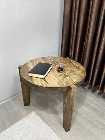 O&A Wood Doğal Ahşap Orta Sehpa, Masif Çam Orta Sehpa 61x61 Cm