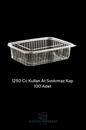 Plastik Kapaklı Kase Saklama Kabı Sızdırmaz Kap 1250 Cc 100 Adet