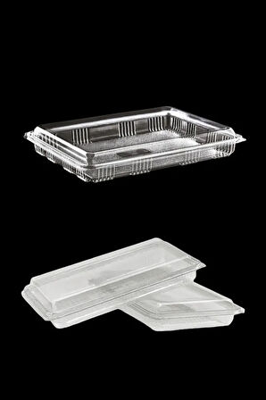 Plastik Baklava Kabı - Tatlı Pastane Kabı 1000 Gramlık 25 Adet Sızdırmaz Kap