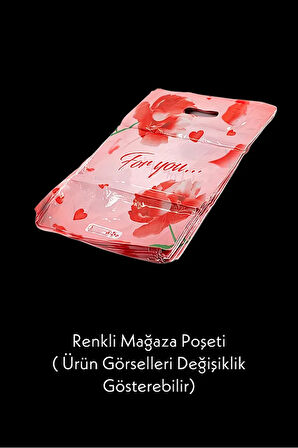 50 Adet 33x45 Cm Renkli Tavkviyeli Mağaza Poşeti 3 Numara