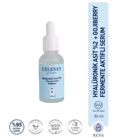 Bezos Celenes Yoğun Nemlendirici ve Cilt Yenileyici Rena Hyaluronic Asit Serum - Fermante Aktif Gojiberry 30 ml OB