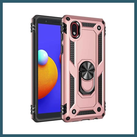 Bezos Samsung Galaxy A01 Core Kılıf Sofya Yüzüklü Silikon Kapak - Rose OB