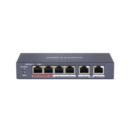 HIKVISION DS-3E0106P-E/M 4 PORT 10/100 + 2 PORT 10/100 UPLINK 35W POE METAL KASA SWITCH OB