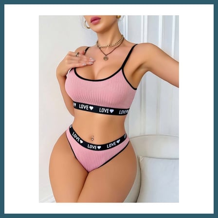 Bezos Kadın Pembe Love Yazılı Sütyen Kilot Takımı 5167 · BEDEN: S/M · RENK: Pembe OB
