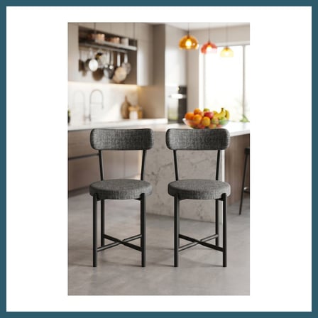 Bezos Sandalye 2 Adet Keten Kumaş Metal Ayak Modern Mutfak Sandalyesi Cafe Balkon Ofis Teddy 9813 Antrasit OB